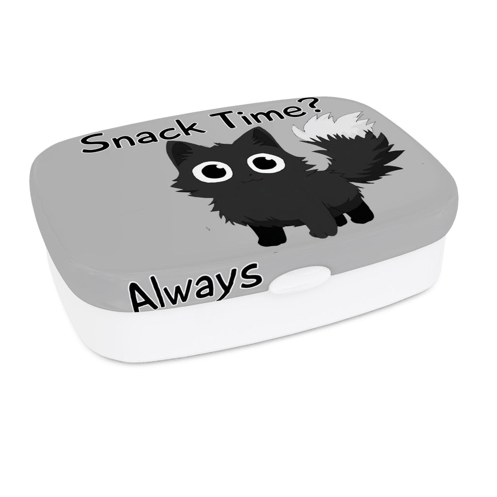 Lunch Box - Wide-Eyed Black Cat (Grey)
